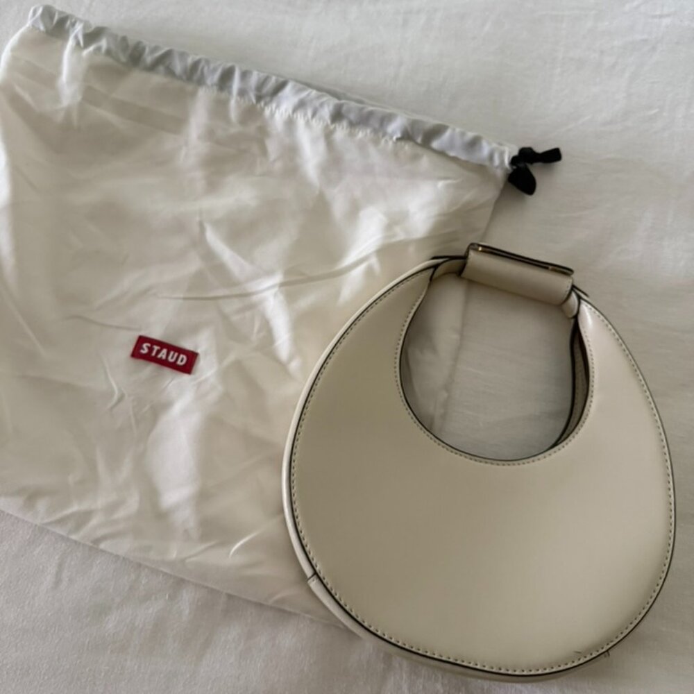 STAUD Moon Bag in Cream w/ Dust Bag